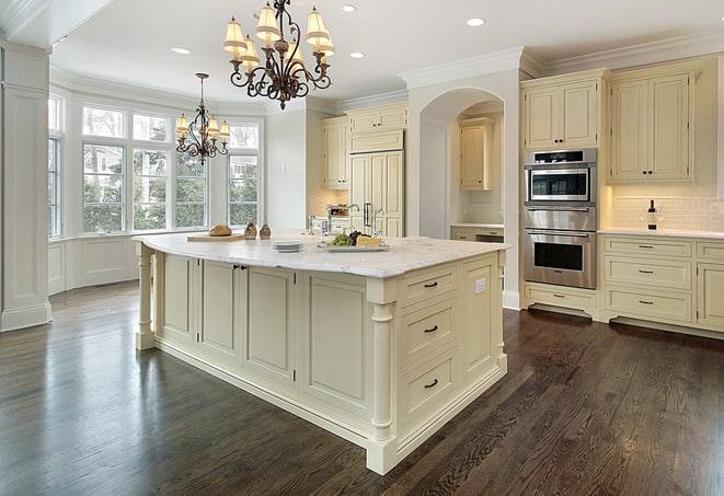 beautiful laminate floors in a spacious kitchen in Englewood